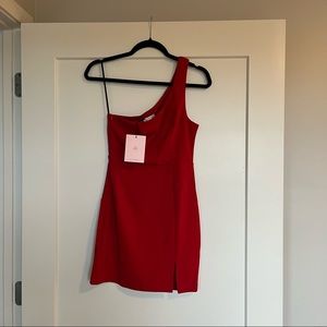 Hello Molly red one shoulder bodycon dress